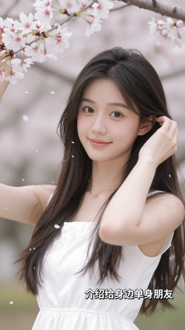 出10张图片：近景：1个20岁左右的中国女生，不同的穿着，不同的长相，不同的发型，不同的姿势，不同的环境，图片右下角添加文字：介绍给身边单身朋友预览效果
