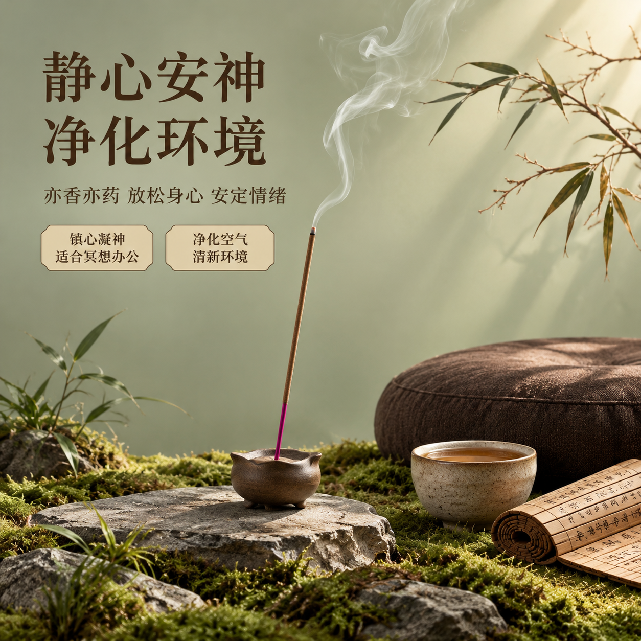 [主图-5] 功效体验卖点 静心安神 净化环境 冥想禅修场景… - 图片创意预览