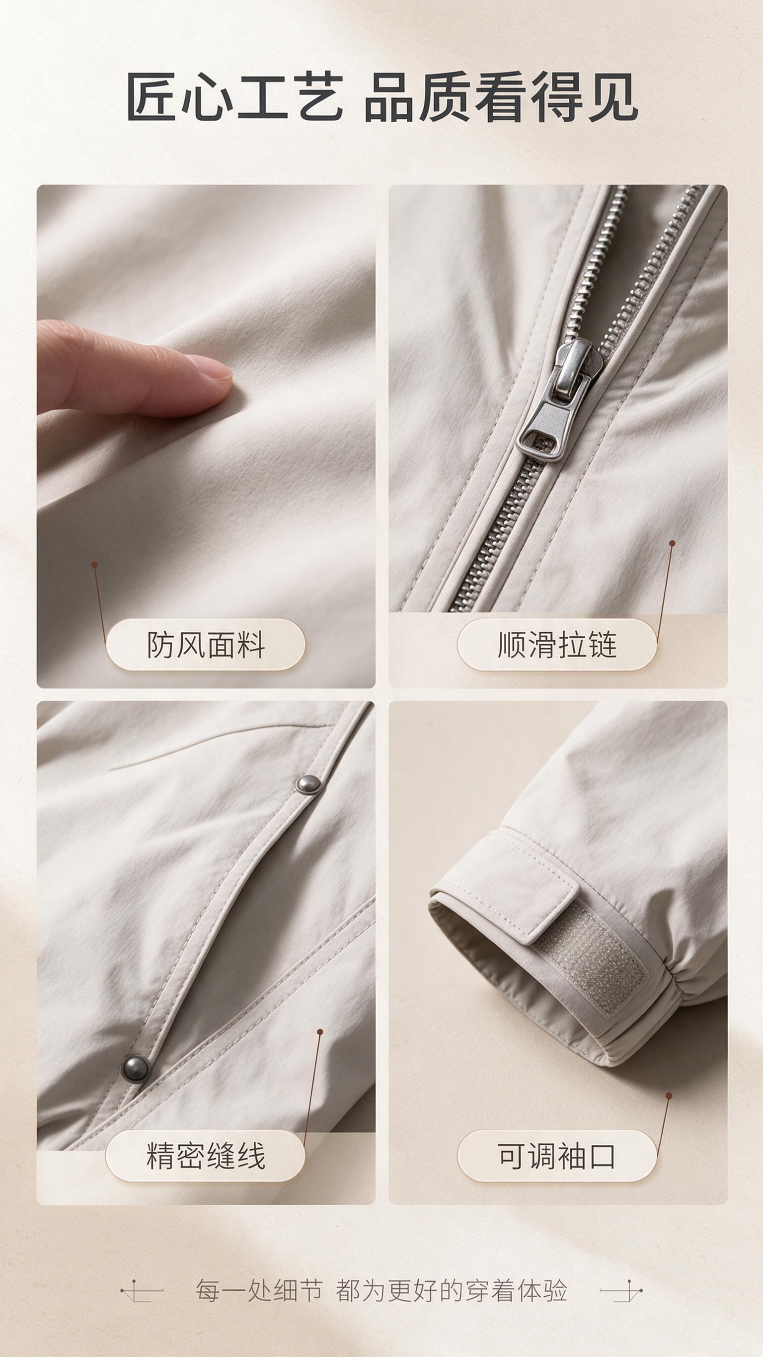 [商品] 使用【图1】浅米色立领宽松夹克；商品处理：保留立领、… - 图片创意预览