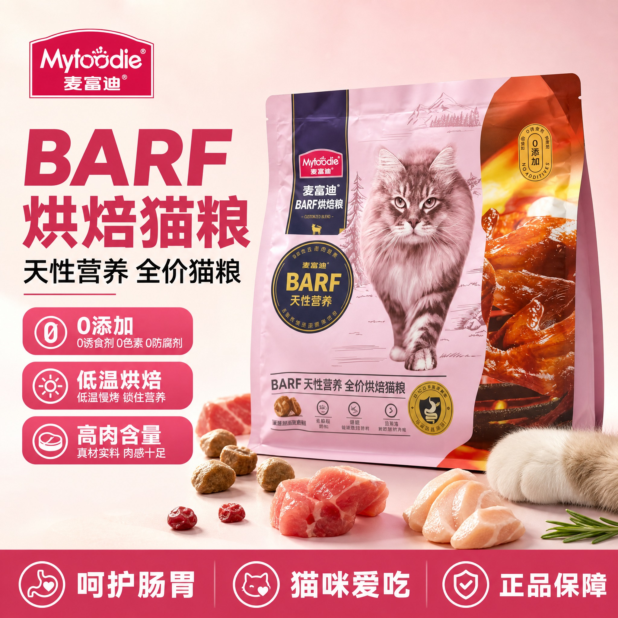 [单张主图] 麦富迪BARF全价烘焙猫粮 爆款促销感主图，目标… - 图片创意预览