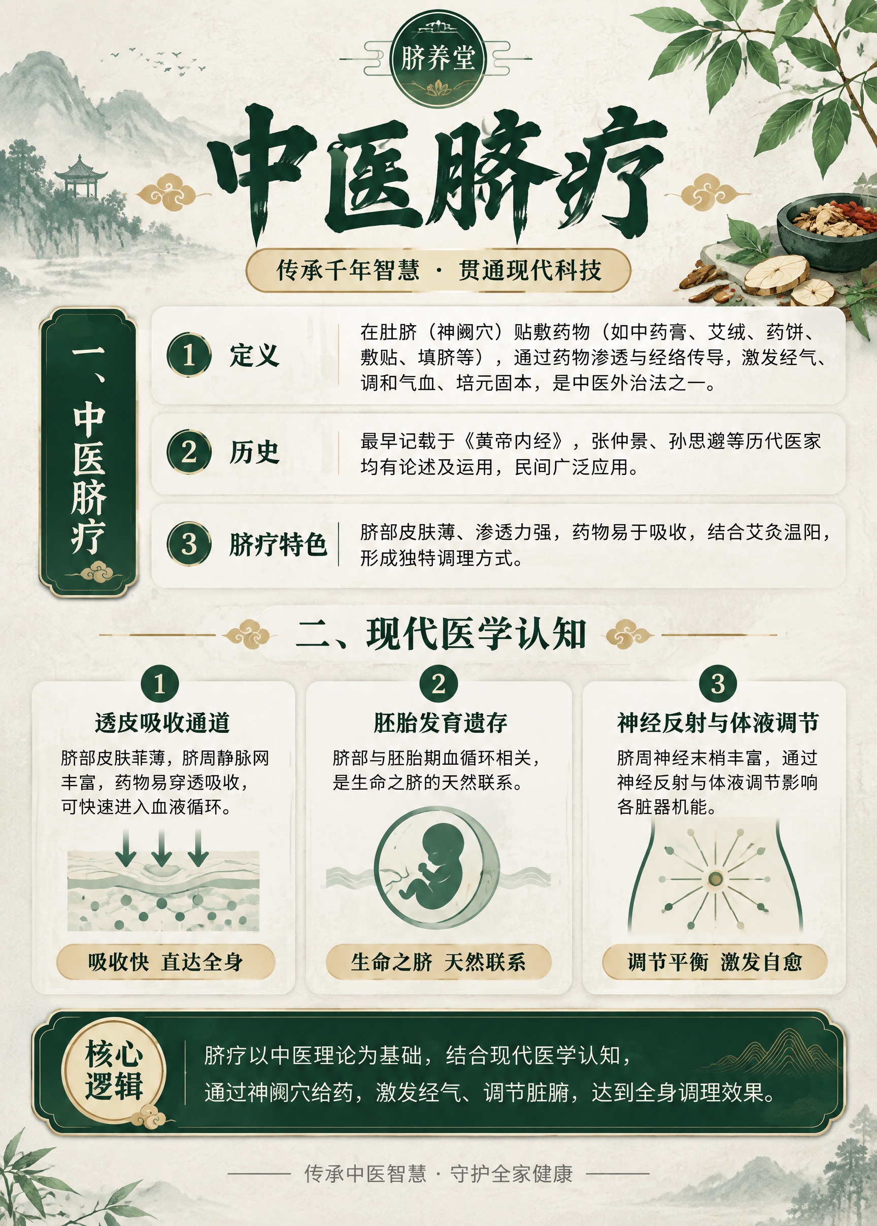 竖版长图健康科普海报，国风中医风格：米白宣纸质感底纹 + 墨绿… - 图片创意预览