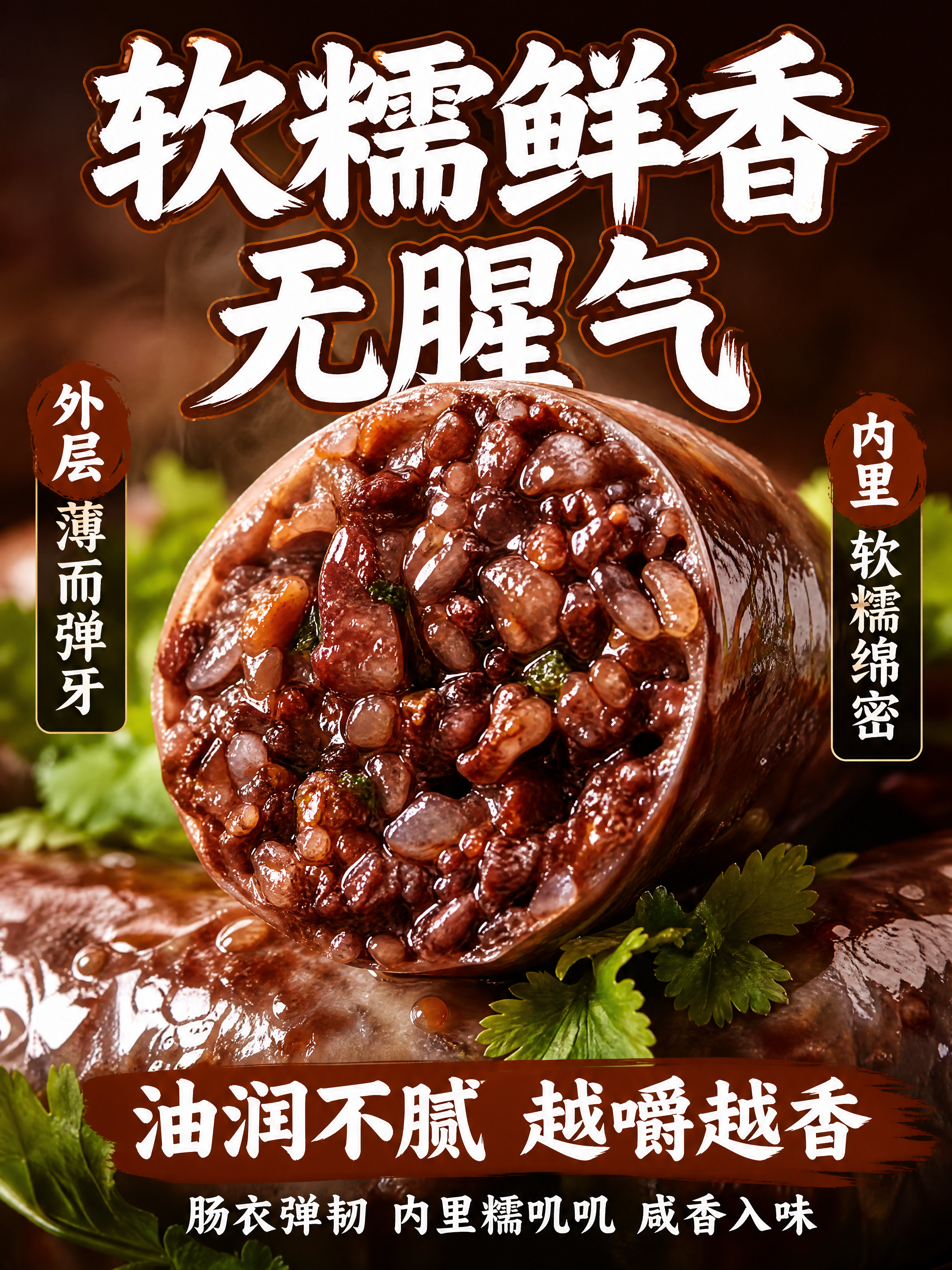 [第5张] 口感特写页-软糯鲜香口感展示。本张使用【图2】作为… - 图片创意预览