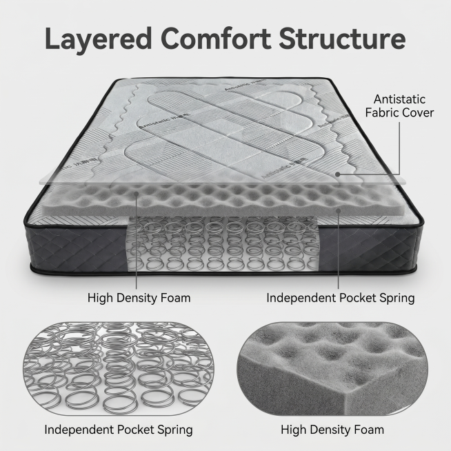 [Main Image-3] Internal structure display of Antistatic Mattress. Semi-transparent perspective view预览效果