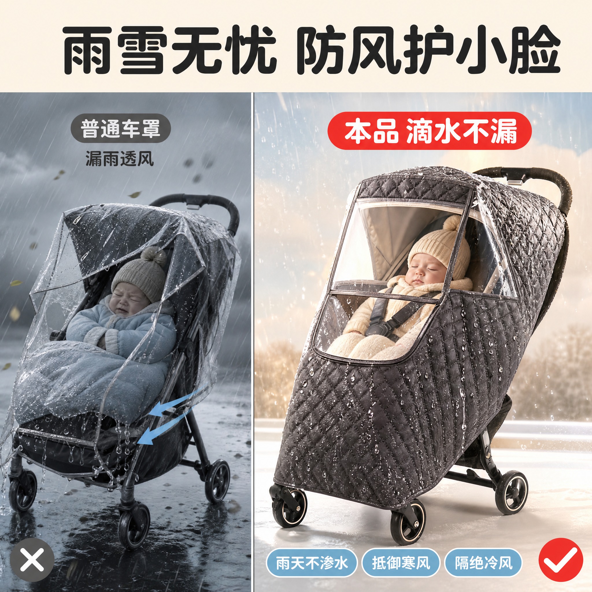 [主图-2] 核心功能痛点解决，突出防风防雨雨雪无忧，左右对比… - 图片创意预览
