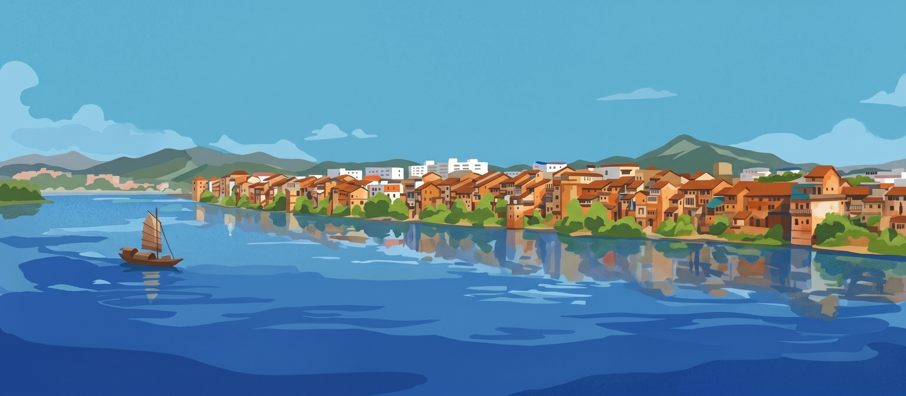 去掉线条，只保留色块，调整成平面手绘插画风 - 图片创意预览