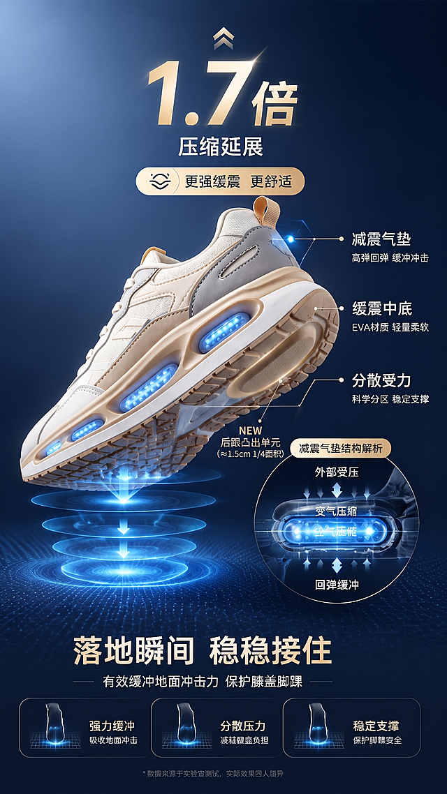 将图中的鞋底后脚掌凸出1.5厘米，为长椭圆形，面积约为后脚掌的四分之一大小。