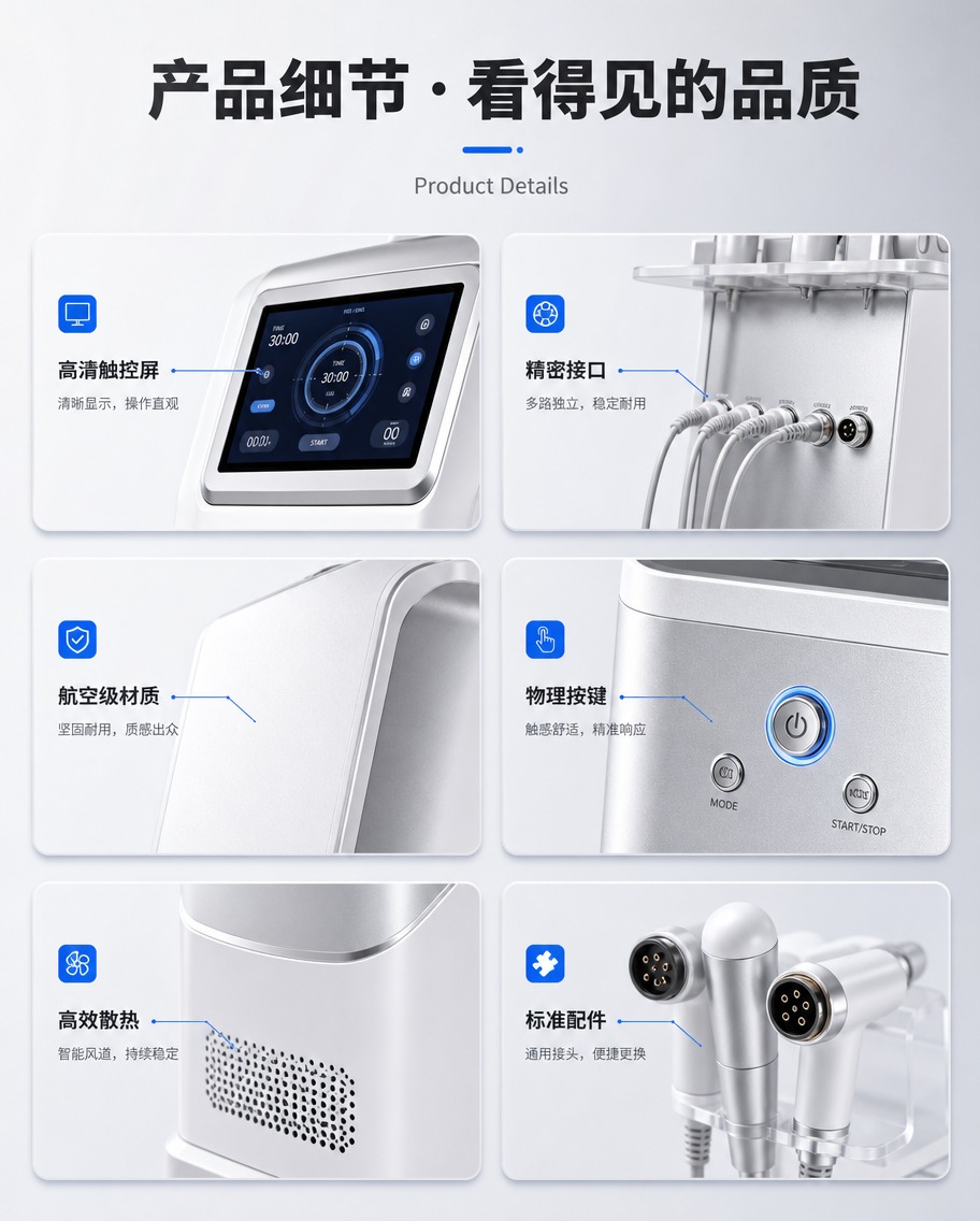 [商品] 通用立式美容仪器，白色机身搭配金属银色面板，顶部有操… - 图片创意预览