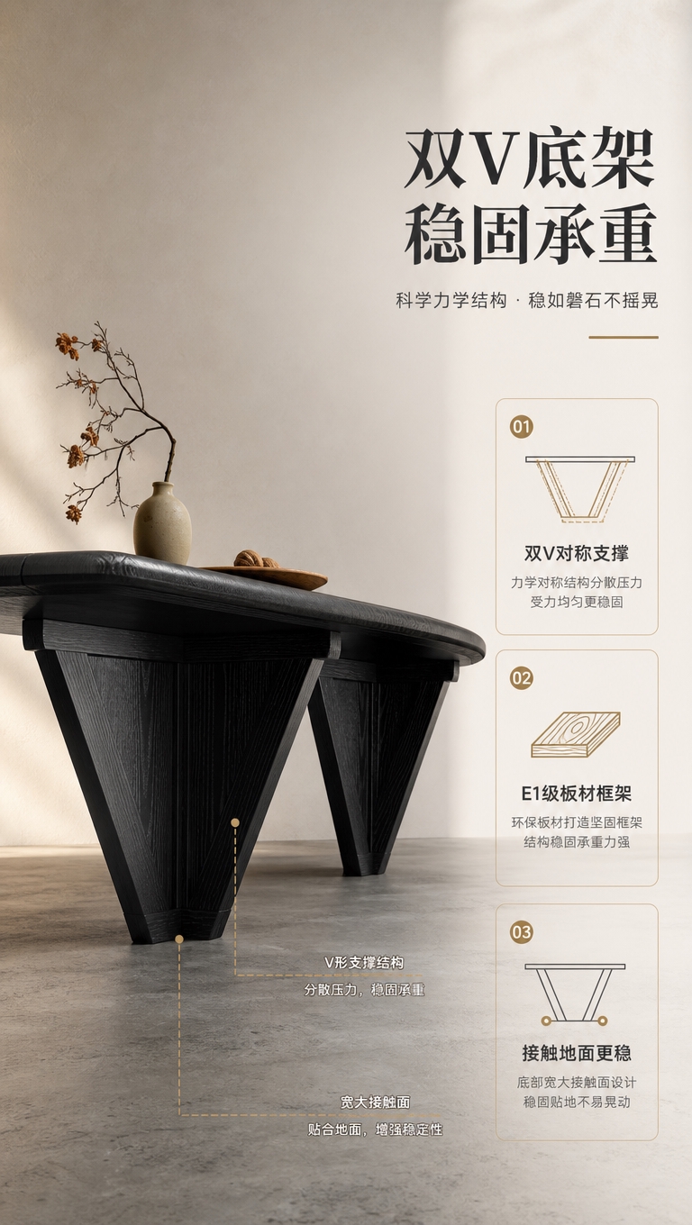 [商品] 使用【图1】黑色异形茶几；保留双V形底架结构、黑色木… - 图片创意预览