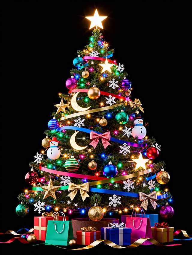 彩灯 / LED灯 / 闪光灯

圣诞球、彩色圆球、金银装饰

星星、雪花、月牙、雪人造型

彩带、丝带、蝴蝶结

礼物盒、礼品袋、缎带包装