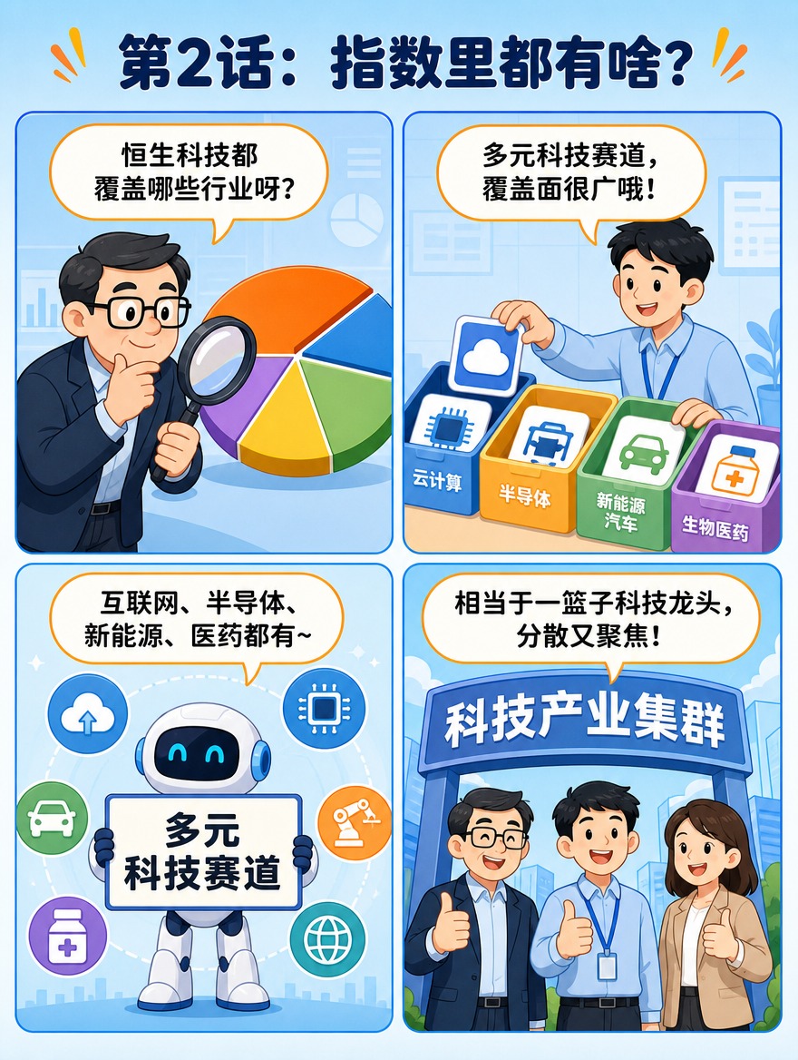 [商品] 无实物商品，为恒生科技ETF投资者教育内容，四宫格漫… - 图片创意预览