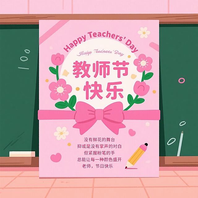 插画风格，教师的贺卡