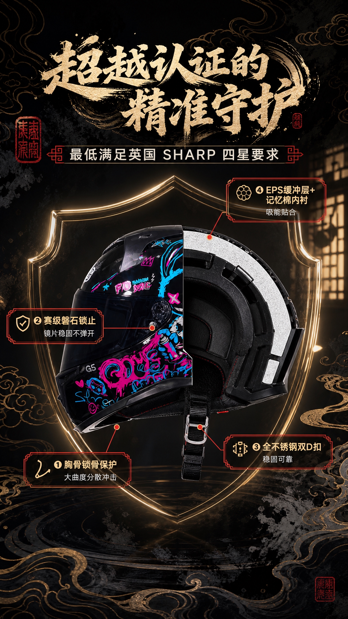 [商品] 使用【图1】GIUS觉势G5国潮涂鸦版全罩式摩托车头… - 图片创意预览
