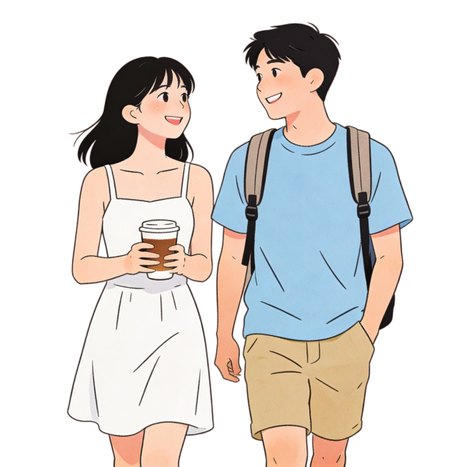 生成10张清新柔和扁平矢量风，扁平矢量插画，画面内容为年轻男女日常出行场景，背景为纯色，整体氛围轻松清新，无复杂背景，色彩明亮柔和预览效果