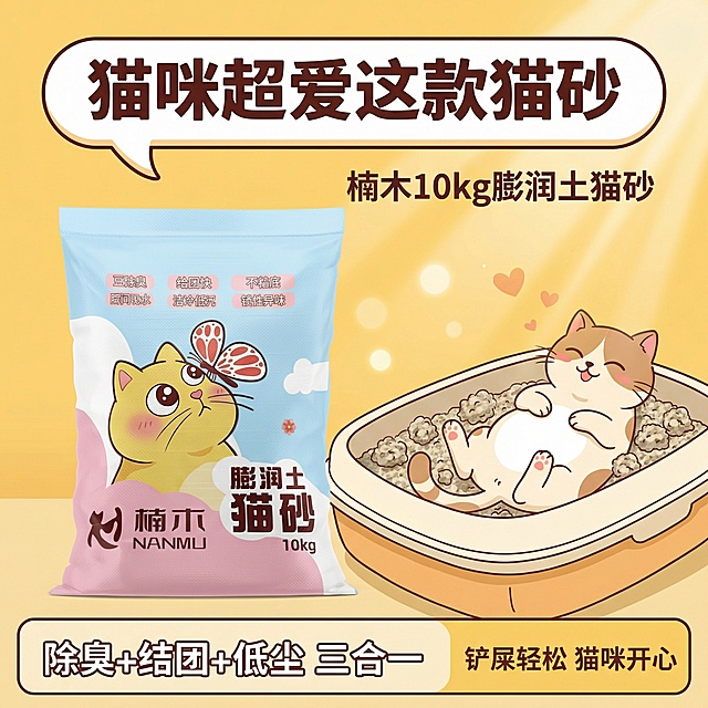 我的产品是猫砂，用我提供多产品图帮我做10张拼多多用的主图