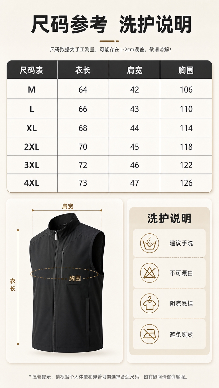 [商品] 使用【图9】尺码表、【图1】黑色马甲；商品处理：保留… - 图片创意预览