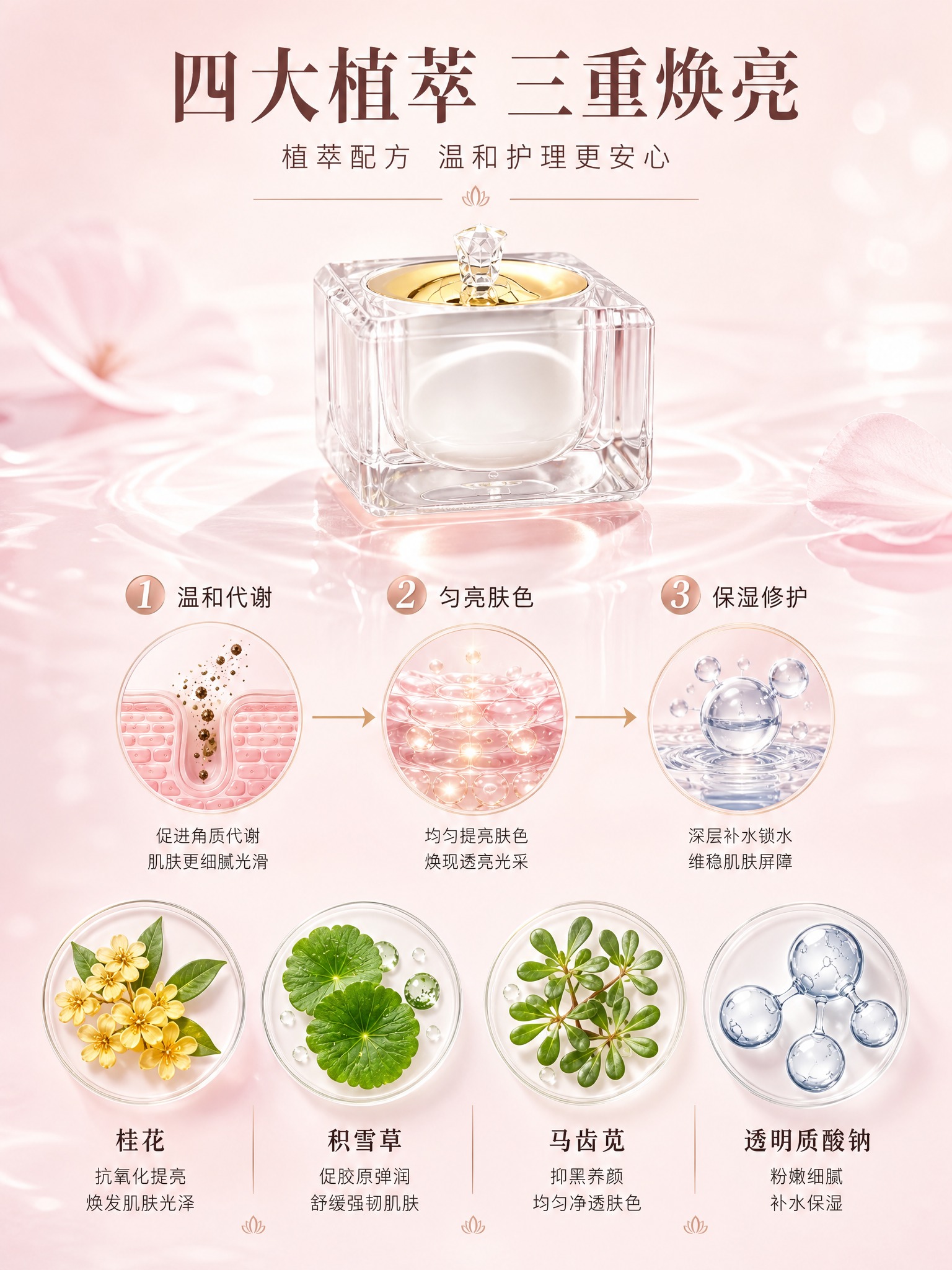[主图-2] 核心成分解析 四大植萃三重焕亮功效展示 [统一基… - 图片创意预览