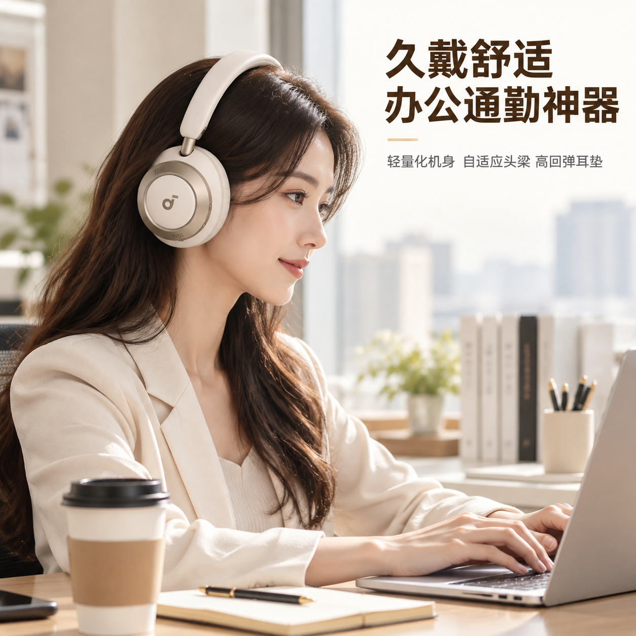 [主图-4] 场景-通勤办公佩戴使用，展示耳机在真实生活场景中… - 图片创意预览