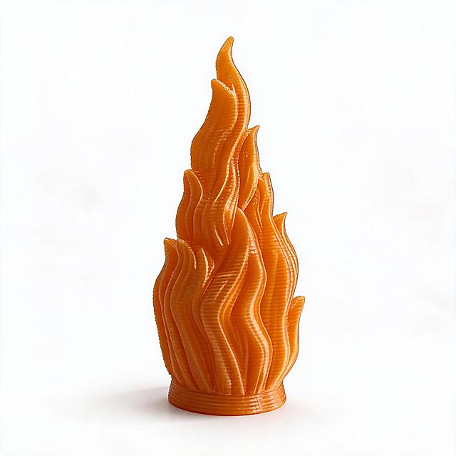 [Main Image 1] 3D Printed Flame Decorative Ornament Product Main Chart, keeps the product appearance (physical structure, material texture, color) completely consistent with the input product image, eliminate any deformation and color difference, fine processing. [Atmosphere Style] Pure white background, standardized professional product photography style. [Picture quality] commercial photography texture, soft and transparent light, clear and real product, clean and advanced picture. [Elements] the orange 3D printed flame ornament is centered in the picture, the product occupies 85% of the picture, full screen without border. The product shape is flame wavy lines, the surface has obvious 3D printing texture, showing the overall outline and unique shape of the product. [Light and shadow] soft studio light, main light from the front, auxiliary light to eliminate shadow, highlight the product texture and three-dimensional sense, light is uniform and soft, no strong reflection and deep shadow. [Color matching] pure white background, the main body is orange flame color, color contrast is bright. [Perspective composition] 45-degree oblique side front view, the product is centered, no occlusion, complete outline without cutting. [Proportional resolution] 1:1 ratio, 2K resolution, text clear and recognizable, ultra HD. [Negative prompt] deformation, watermark, text confusion, product picture blur, background clutter.
