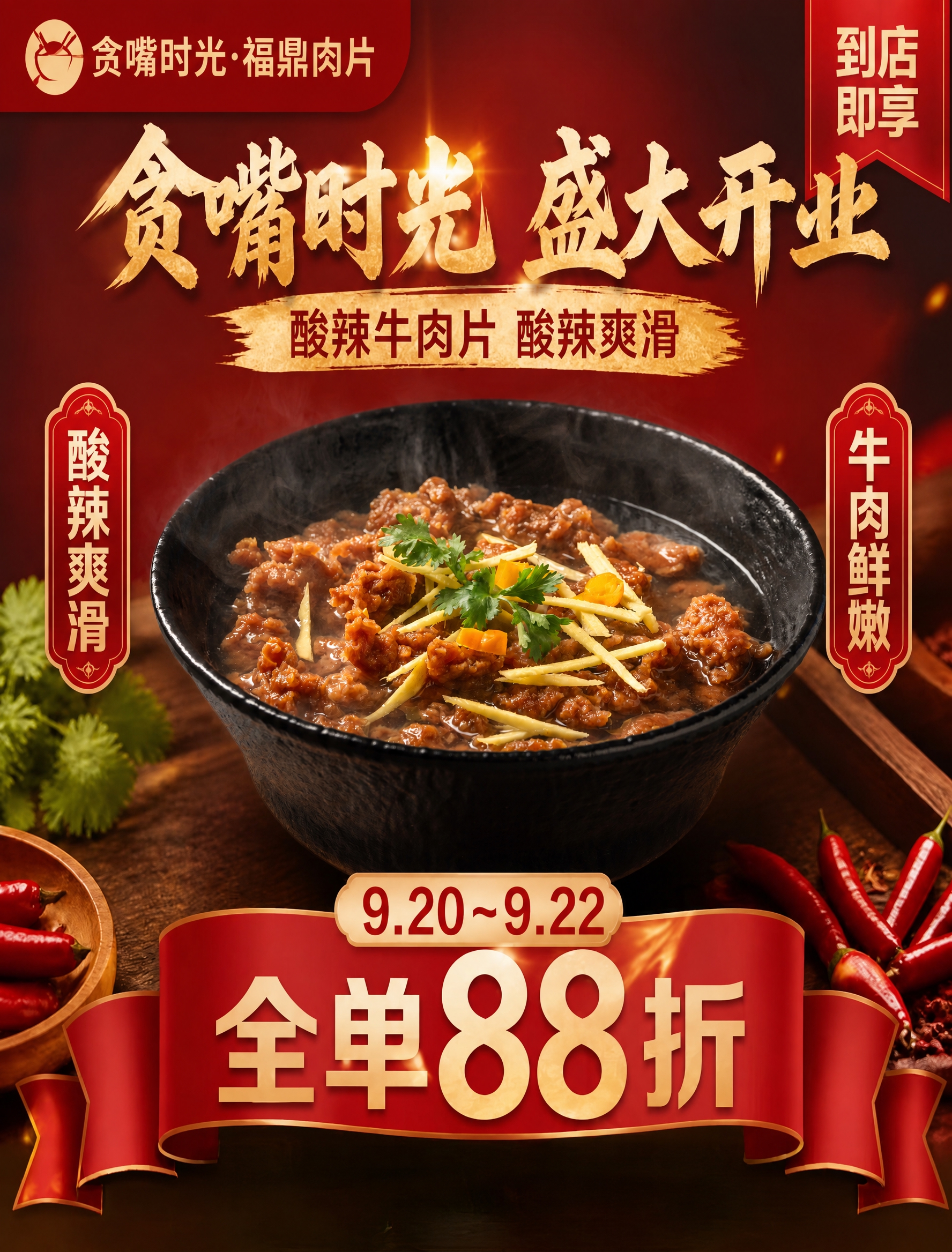 基于这张开业海报进行修改：1. 将左上角红色圆角标签中的文字“… - 图片创意预览