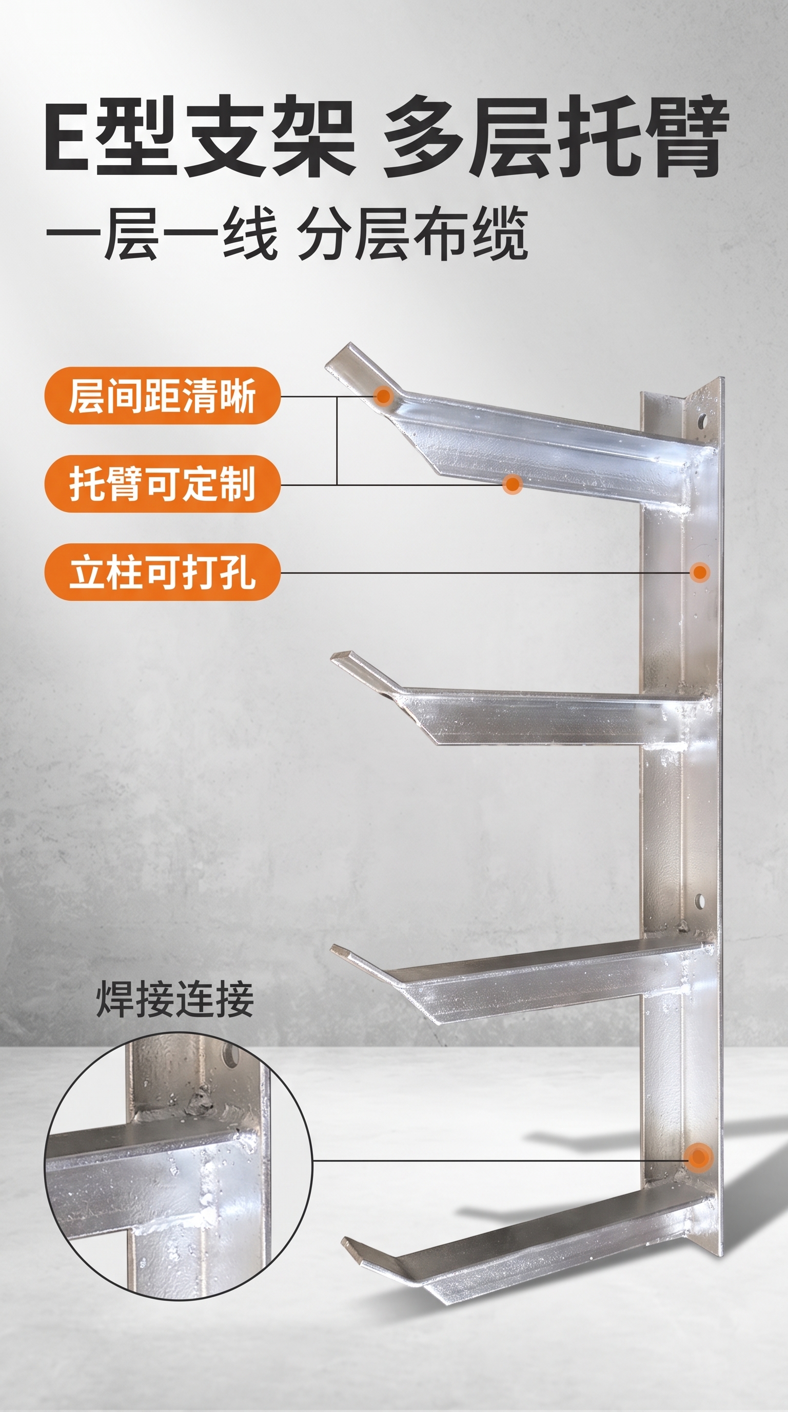 [商品] 使用【图1】镀锌钢电缆支架；完整保留立柱、多层托臂的… - 图片创意预览