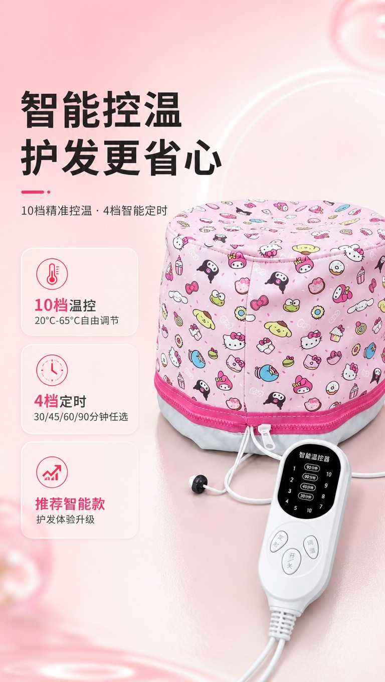 [商品] 使用【图1】粉色卡通印花加热帽（Hello Kitt… - 图片创意预览