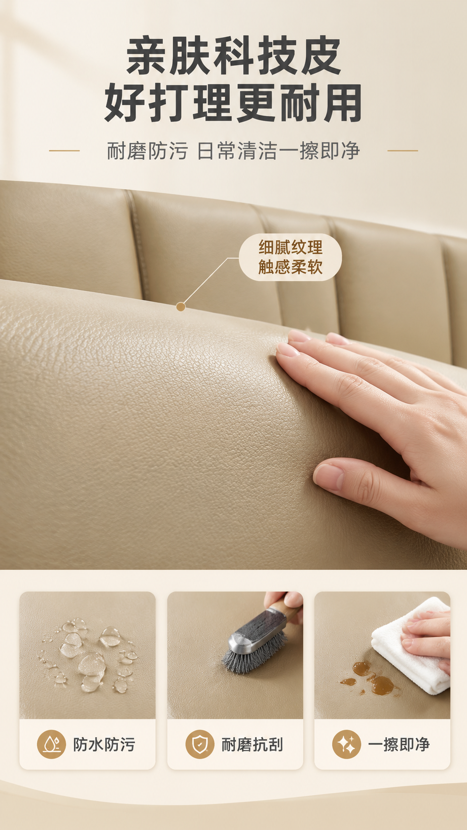[商品] 使用【图1】卡其色落地款围边皮床；保留卡其色科技皮材… - 图片创意预览
