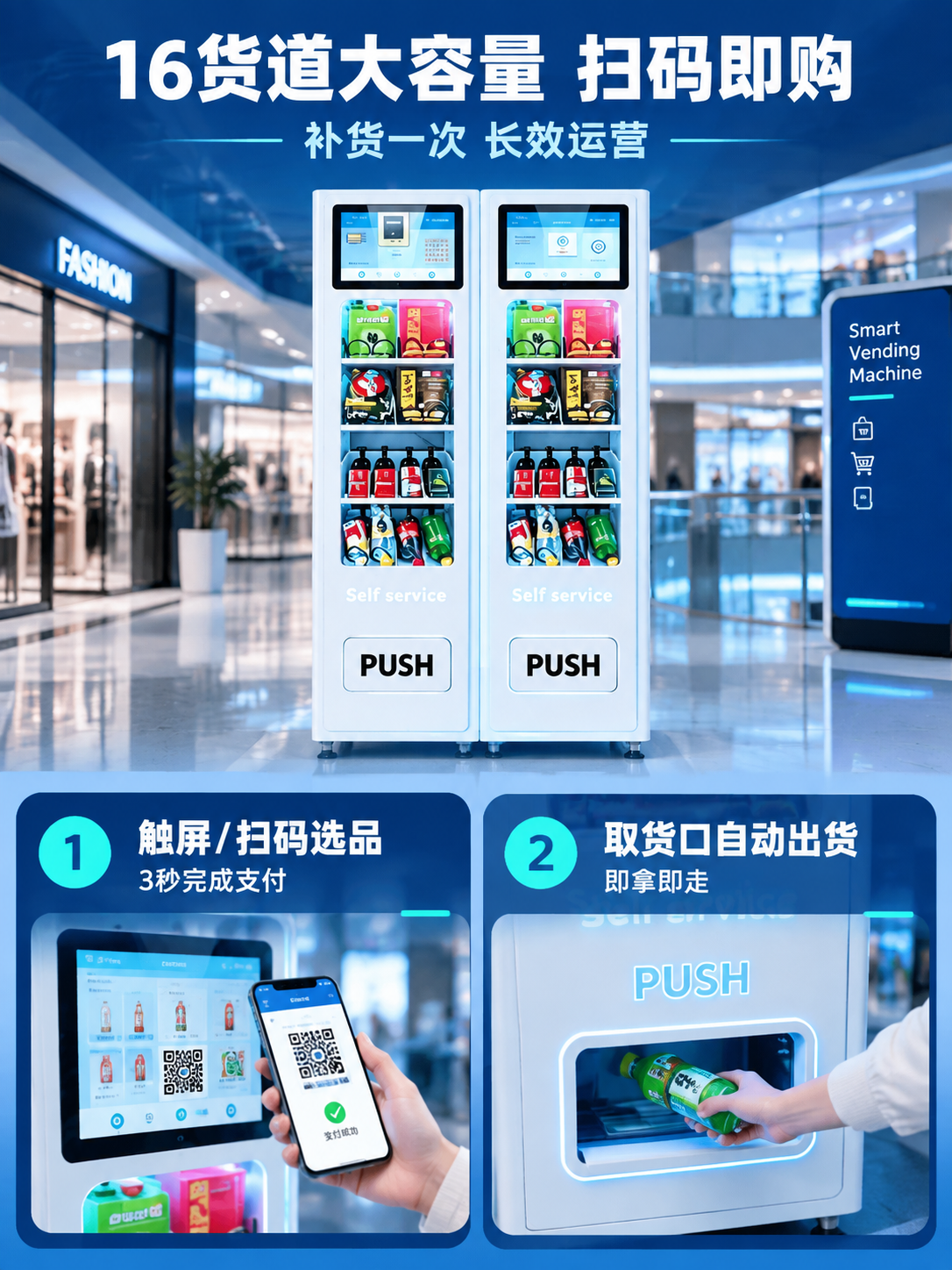 [商品] 使用【图1】16道立式智能售货机，白色机身，4层共1… - 图片创意预览