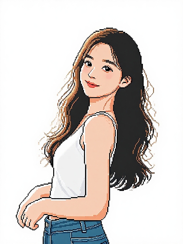 图片中的人物变成32bit像素艺术风格，背景白底，完整人物。