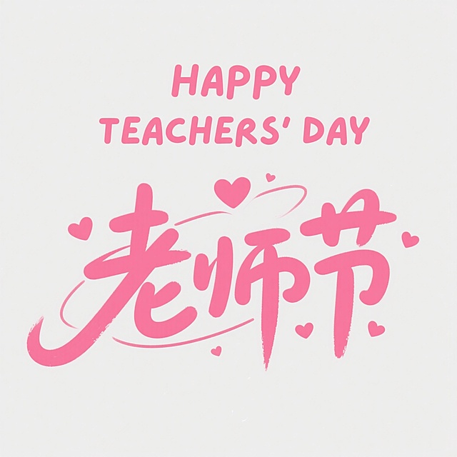 “HAPPY TEACHERS' DAY” 英文、“老师节” 中文 字体设计