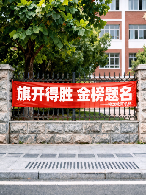 高考中考红色横幅条幅祝福语教育培训机构校园实景小红书封面预览效果