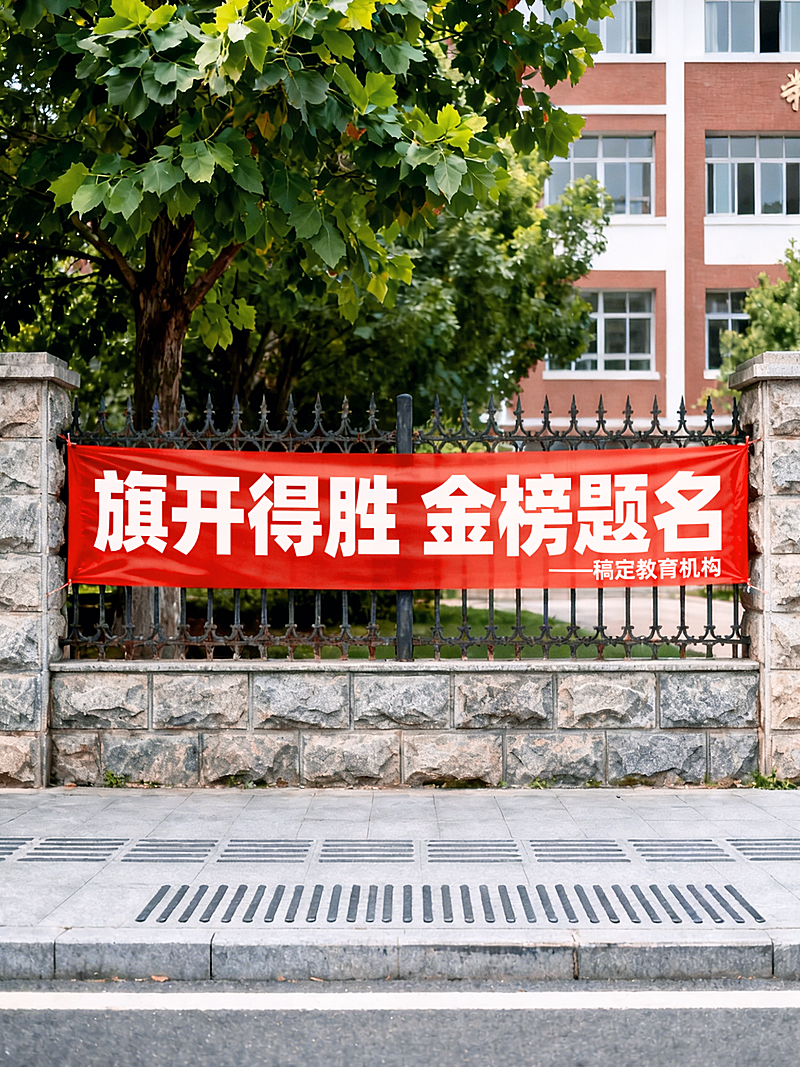 高考中考红色横幅条幅祝福语教育培训机构校园实景小红书封面