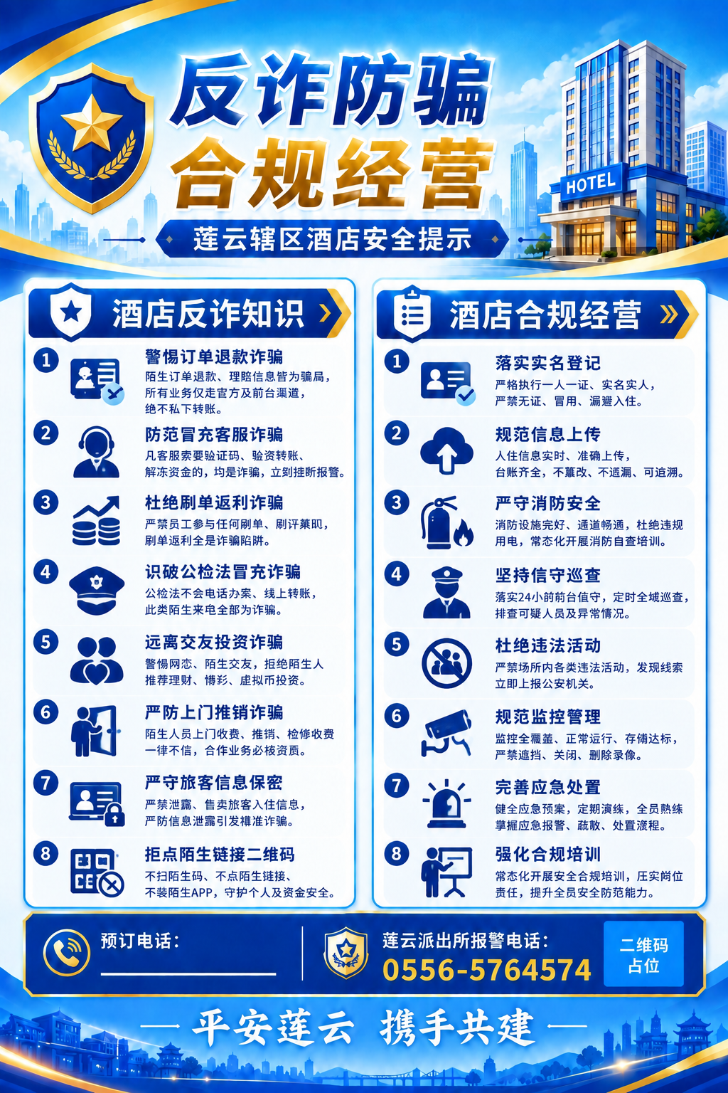 基于参考图的蓝金政务风格和双栏卡片版式，将左右两栏内容均更新为… - 图片创意预览