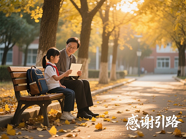 秋日暖阳下，师生共读，温馨实景，柔和文艺风，印象画派般温暖。