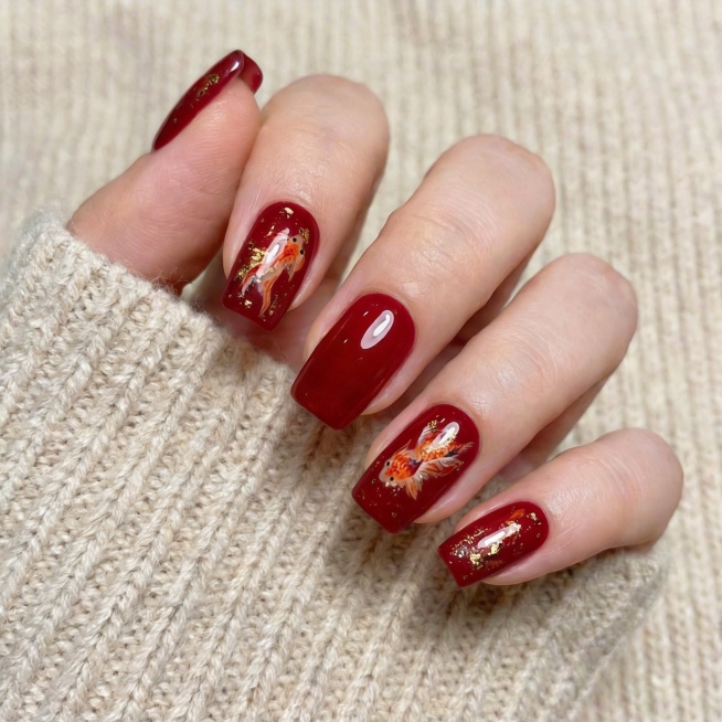 要红的指甲，是新年美甲预览效果