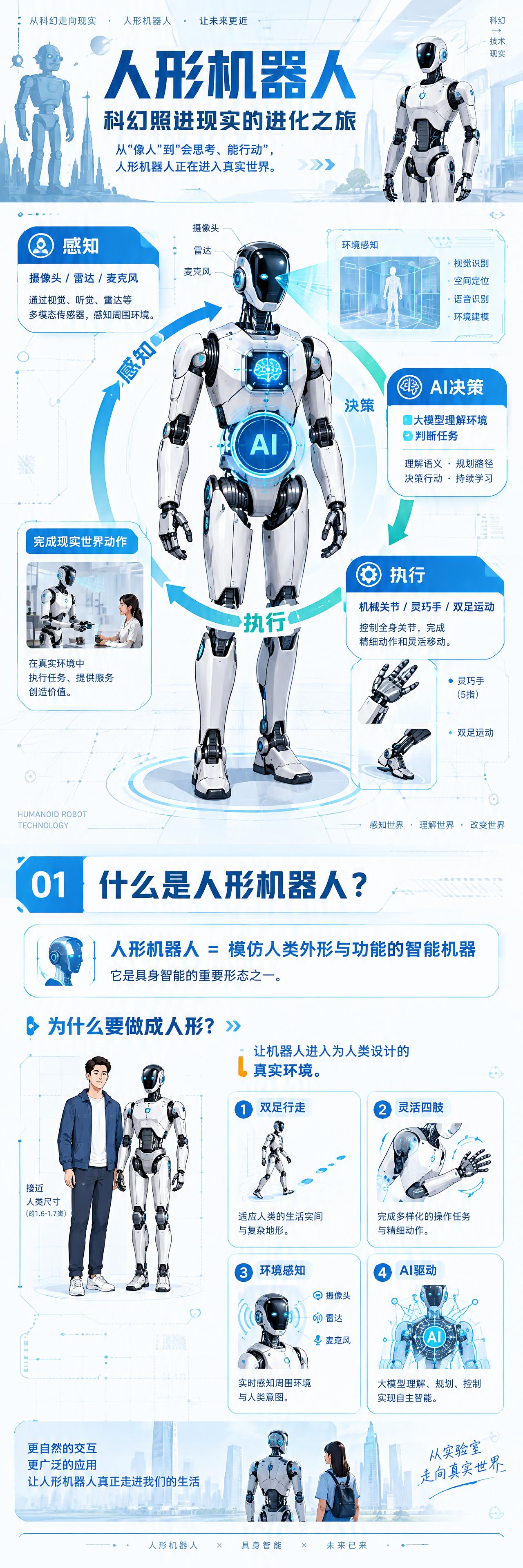 微信公众号科技科普长图，主题《人形机器人：科幻照进现实的进化之… - 图片创意预览
