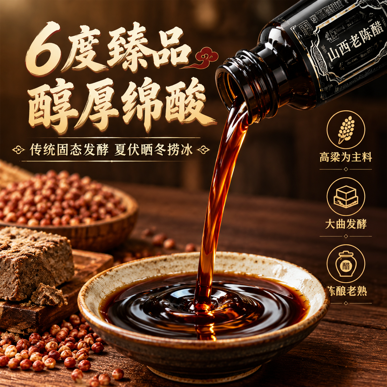 [主图-3] 细节工艺图，主题为6度老陈醋 醇厚绵酸 传统工艺… - 图片创意预览