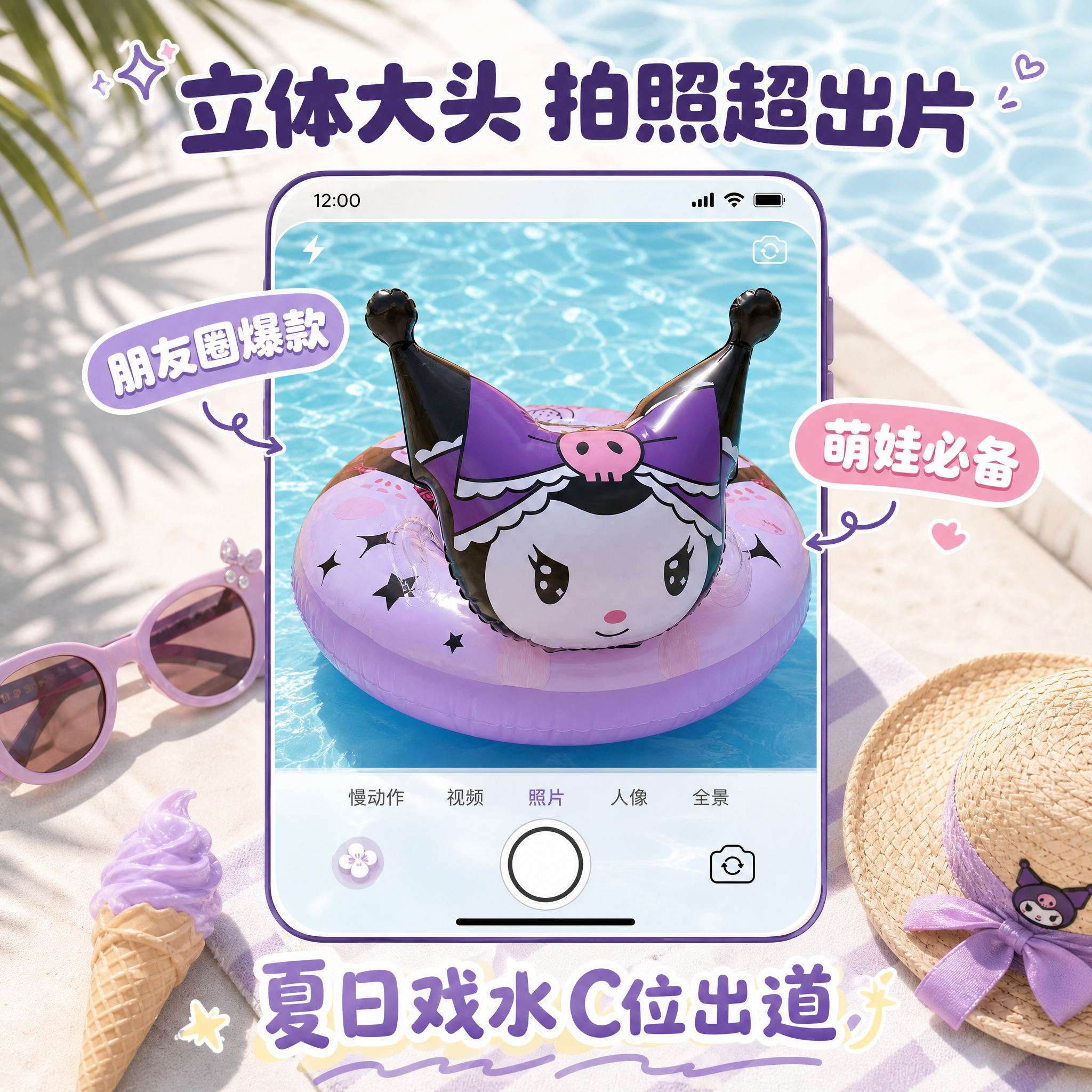[主图-8] 主题：立体大头设计 玩水拍照超出片 拍照效果展示… - 图片创意预览