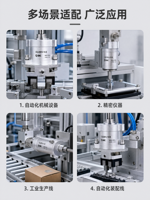 「图片1」品牌为SMC，型号为迷你气缸 CDJ2B10-125Z-B，帮我生成淘宝主图和详情图，图片大小控制在5m以内，产品为工业品，风格色调为浅灰色，图片控制在10张预览效果