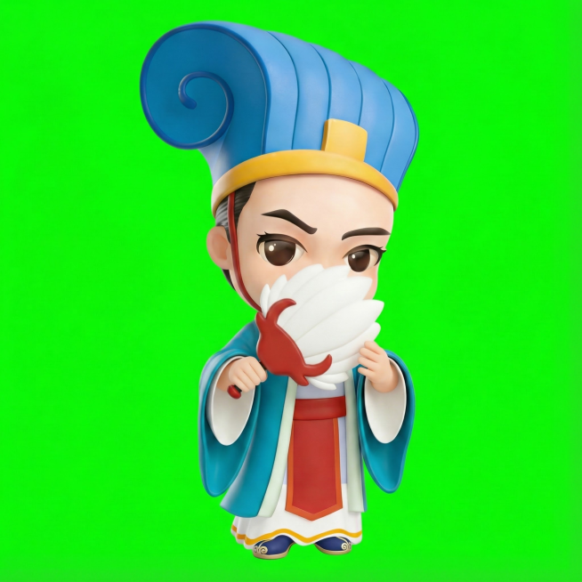 根据图中3D卡通人物，给我生成16个不同的动作，要求不改变主体形象和比例预览效果