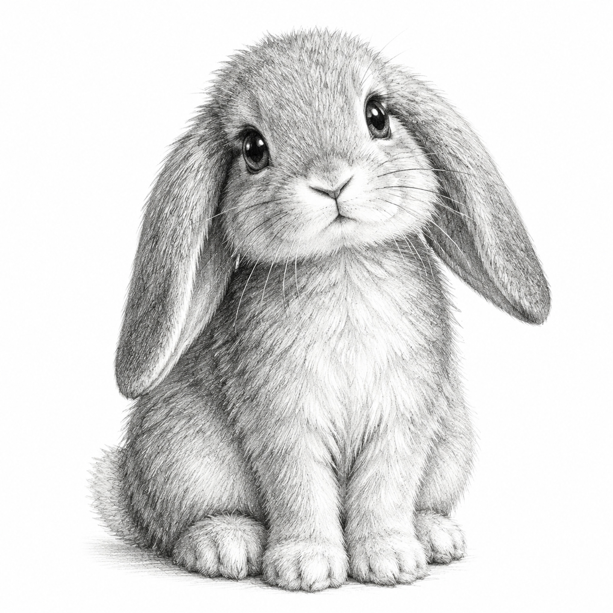 一只可爱的兔子素描画，铅笔手绘风格，细腻的线条勾勒出兔子的毛发… - 图片创意预览