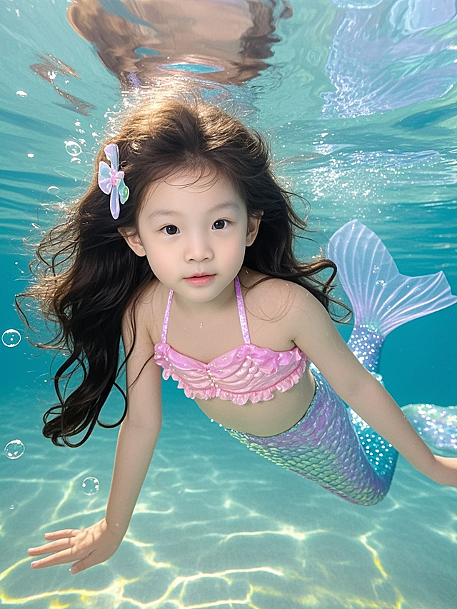 小美人鱼水下摄影