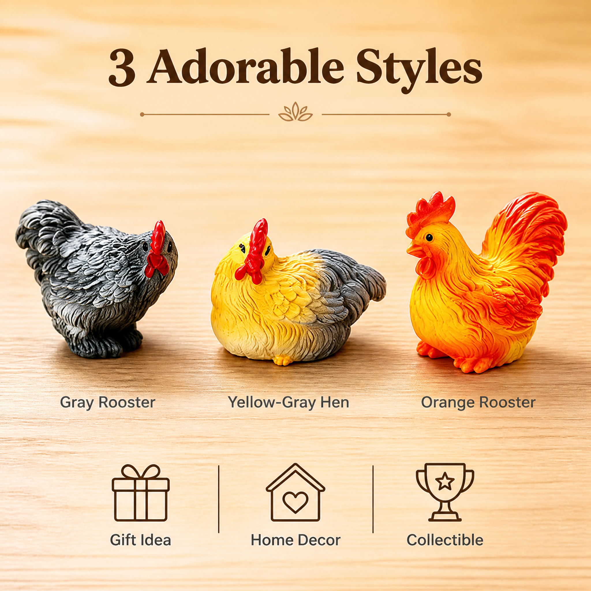 [主图-5] 桌面公鸡小摆件 Mini Rooster Fig… - 图片创意预览