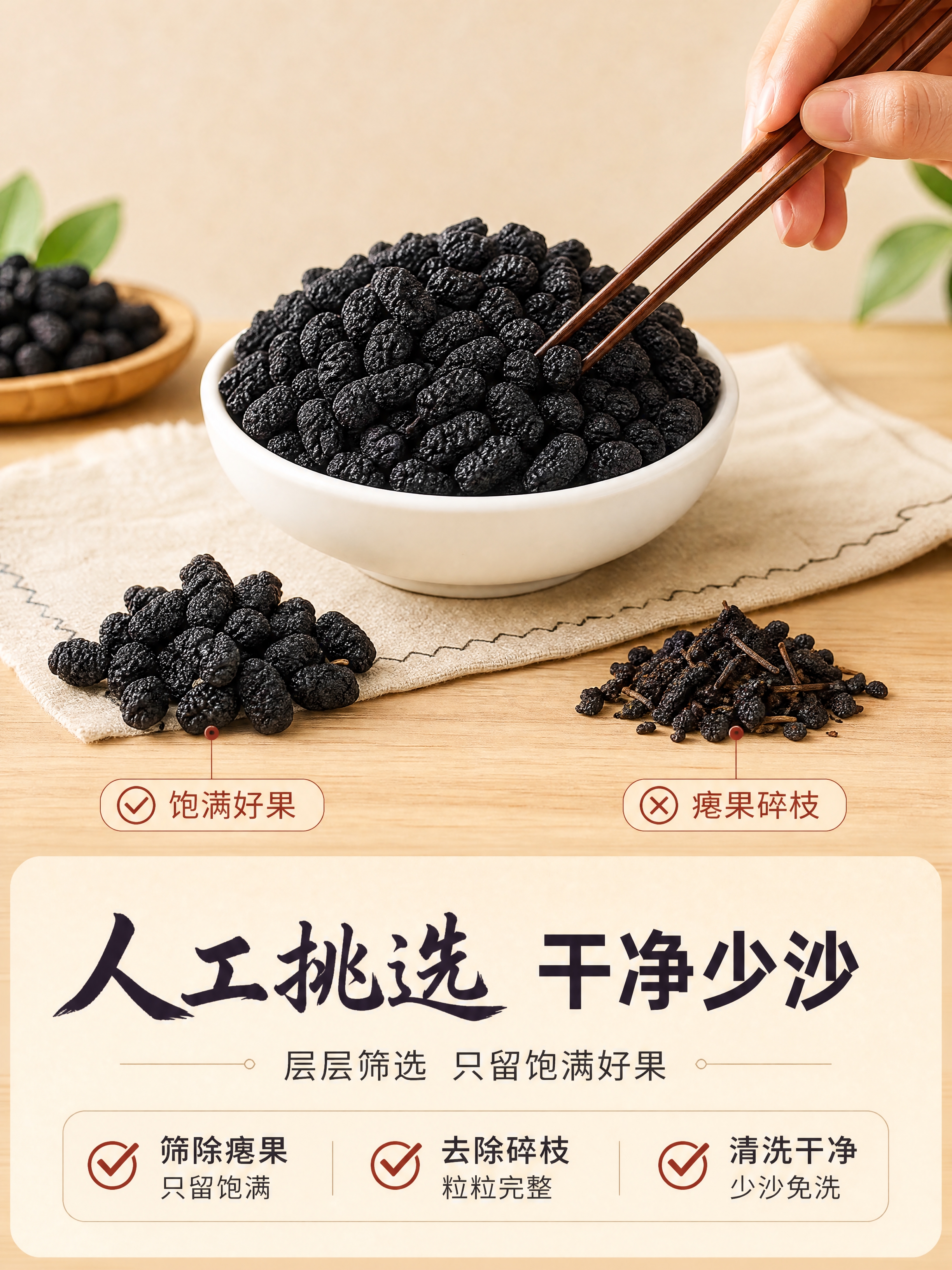 [商品] 使用【图2】白碗盛满桑椹干；保留桑椹干深紫黑色、颗粒… - 图片创意预览