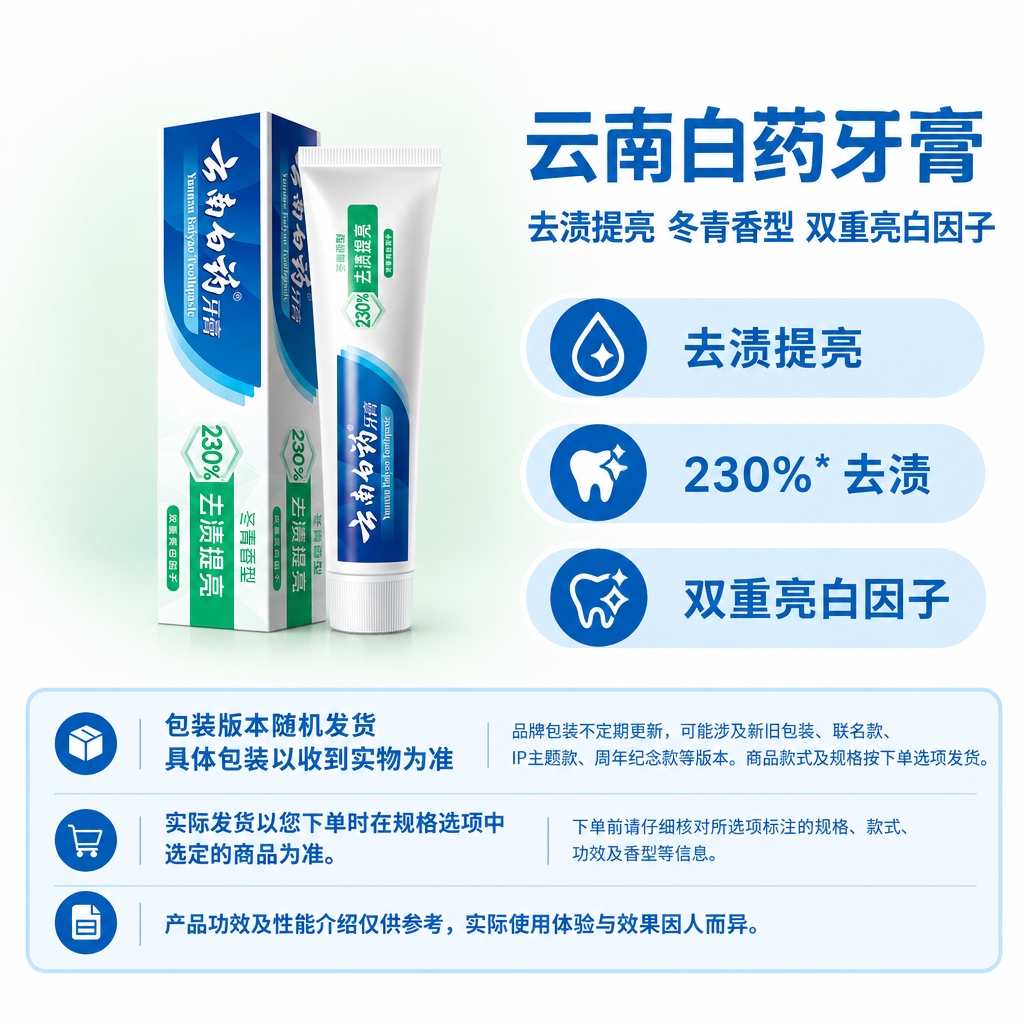 复刻指定版式母版，制作云南白药牙膏电商单品主图，1:1方图。… - 图片创意预览