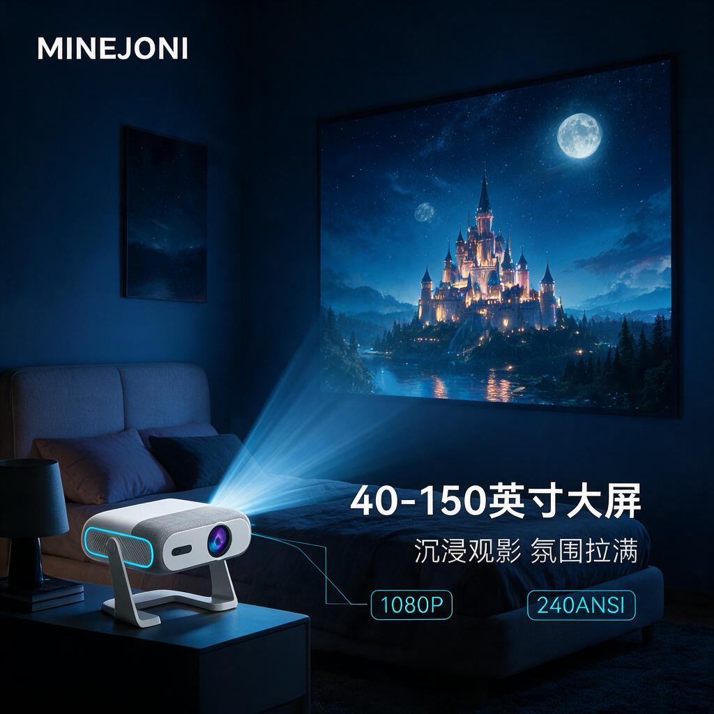[主图-6] 真实工作状态：展示投影仪开机投出40-150英寸… - 图片创意预览