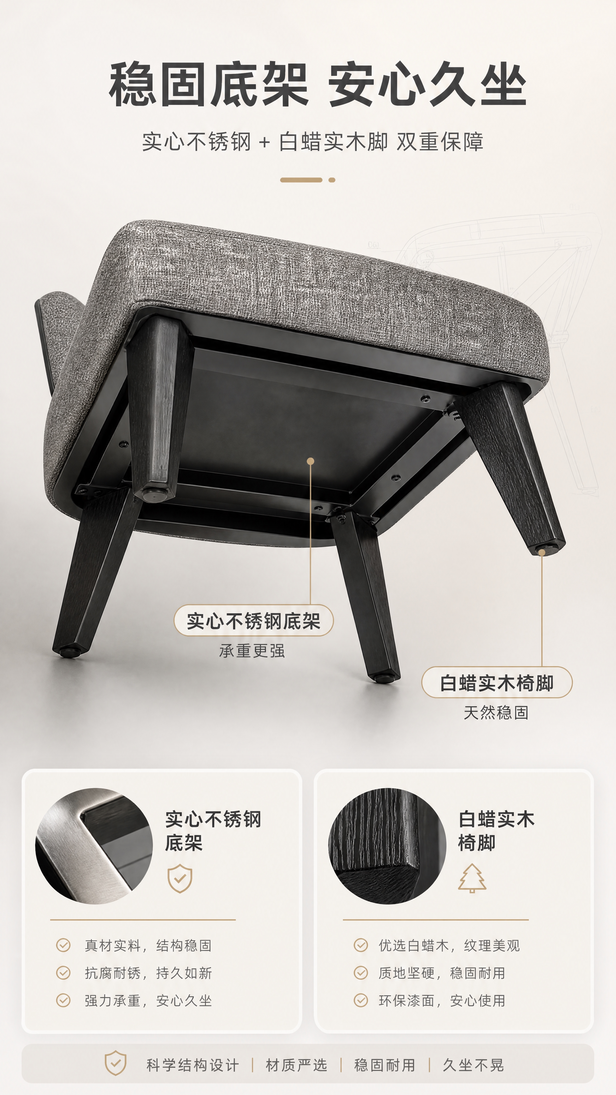 [商品] 使用【图1】灰色棉麻休闲椅D8803底部结构；保留黑… - 图片创意预览