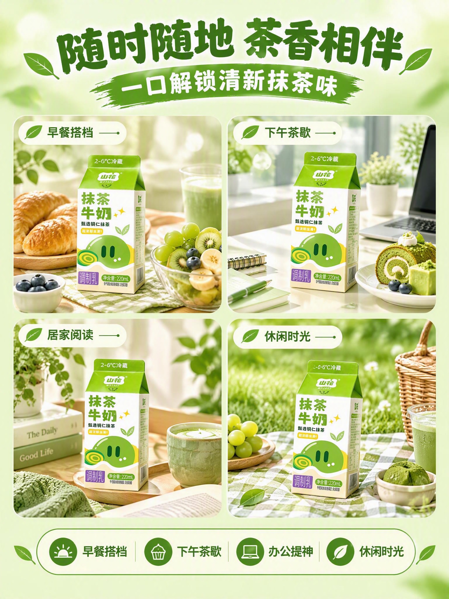 [商品] 使用【图2】【图3】山花抹茶牛奶包装；保留完整包装外… - 图片创意预览