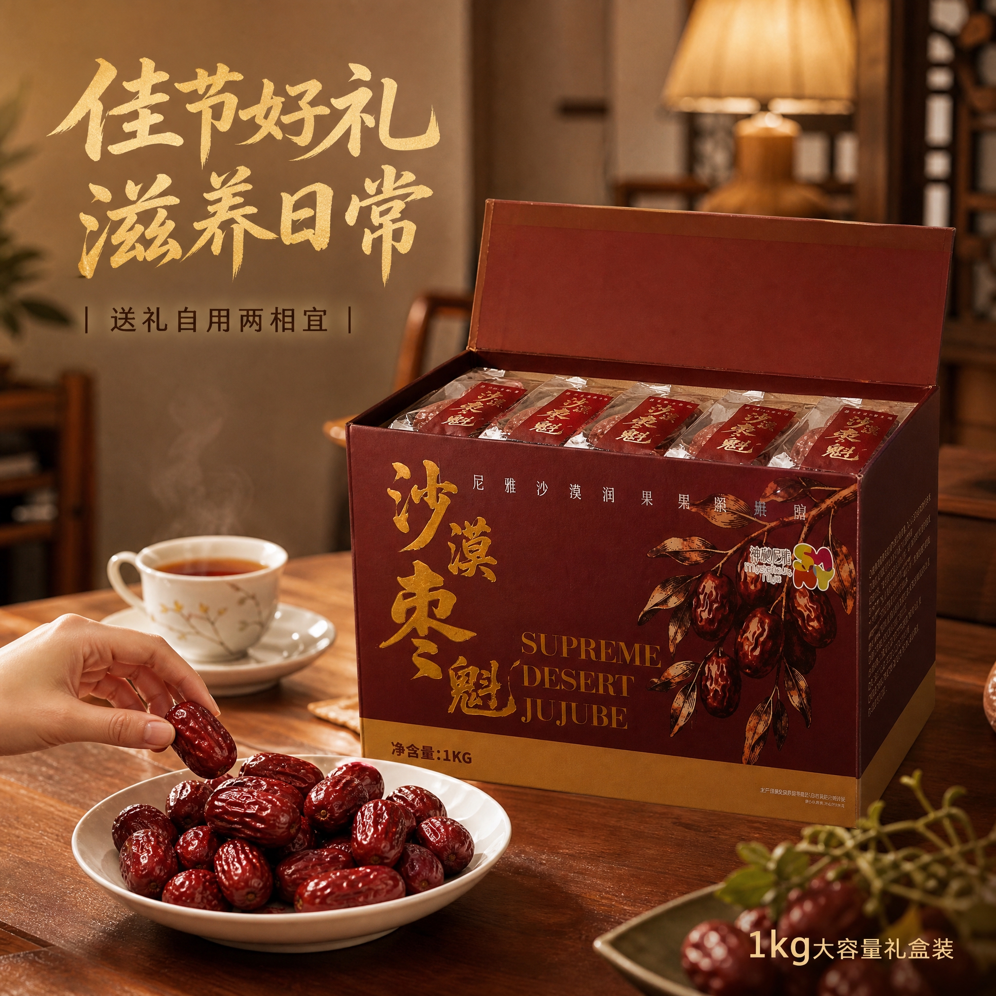 [主图-4] 食用场景与礼盒展示，营造家庭享用与礼赠氛围，增强… - 图片创意预览