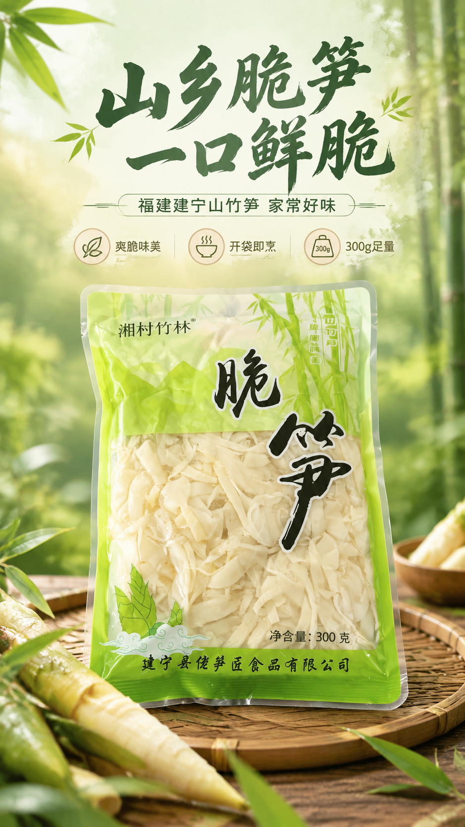 [商品] 使用【图1】湘村竹林脆笋300g袋装产品；保留包装袋… - 图片创意预览