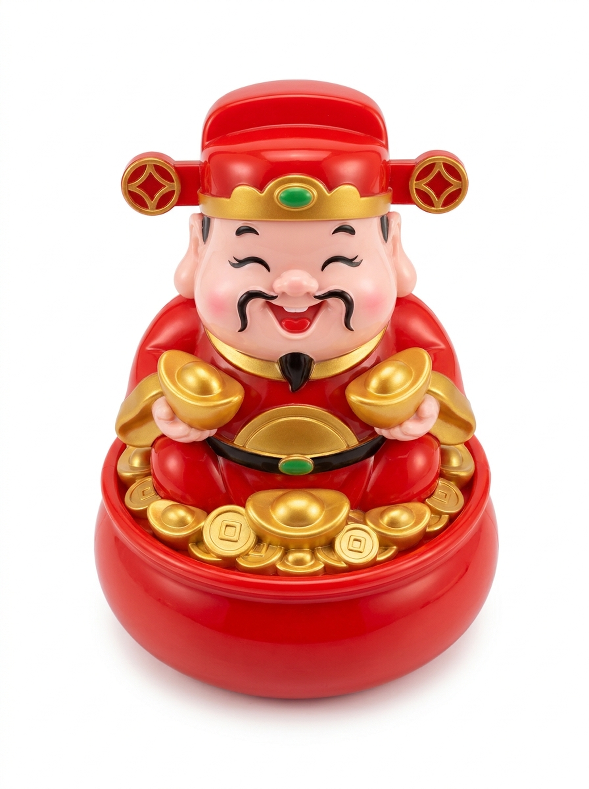 可爱潮玩风格的财神公仔，浑圆肉嘟嘟的身材，戴着财神帽，八字胡，… - 图片创意预览